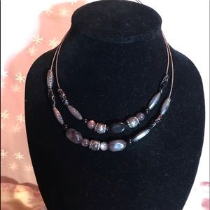 Black floating bead necklace